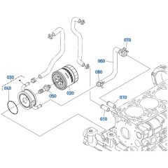 Oil Cooler Assembly for Kubota V2607-CR-T-E5 Engine
