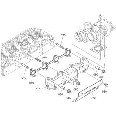 Exhaust Manifold Assembly for Kubota V3800-CR-TI-E4B Engine