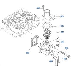 Water Flange Assembly for Kubota V3307-CR-T-E5 Engine