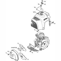 Muffler & Shroud Assembly for Stihl FR410C FR460TC Backpack Brushcutter