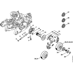 Oil pump & Clutch Assembly for Stihl MS261 MS261C Chainsaws