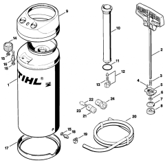 Pressurized Water Tank Assembly for Stihl TS350 Pre 23.1996 TS360 Disc Cutter