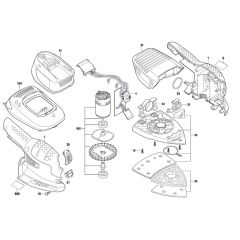 Cordless Multi Sander Assembly