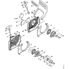 Rewind starter & Hand guard Assembly for Stihl MS261 MS261C Chainsaws