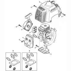 Rewind Starter & Muffler Assembly for Stihl FR230 Backpack Brushcutter