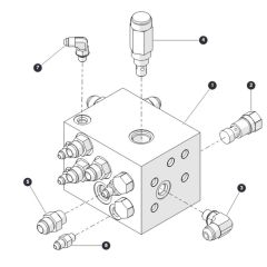 Splitter Manifold for Skyjack SJ6826 (B200000001 - B200999999) RT Scissor Lift