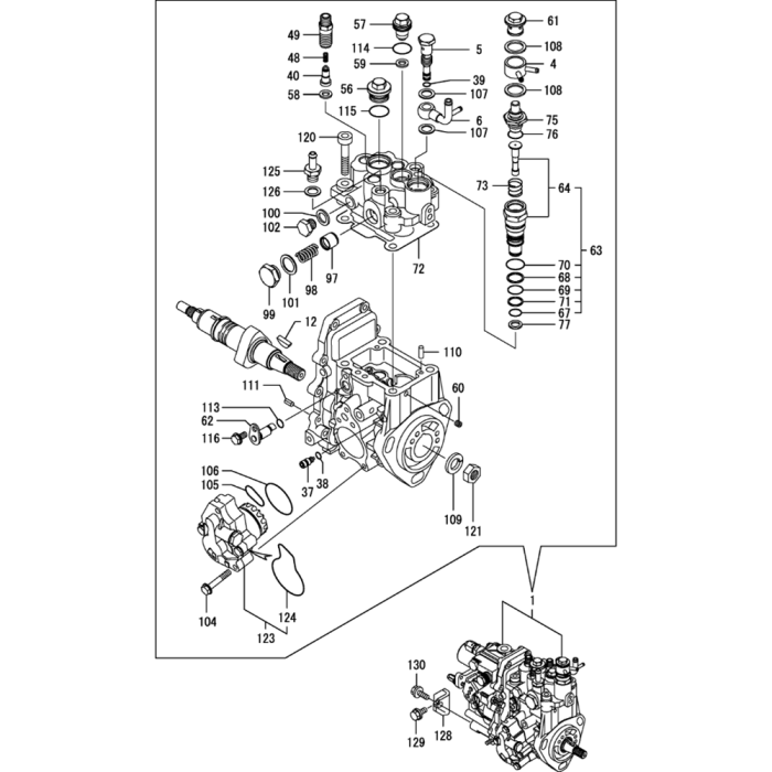 Fuel Injection Pump Assembly for Yanmar 3TNV82A-BPTB Engine | L&S Engineers