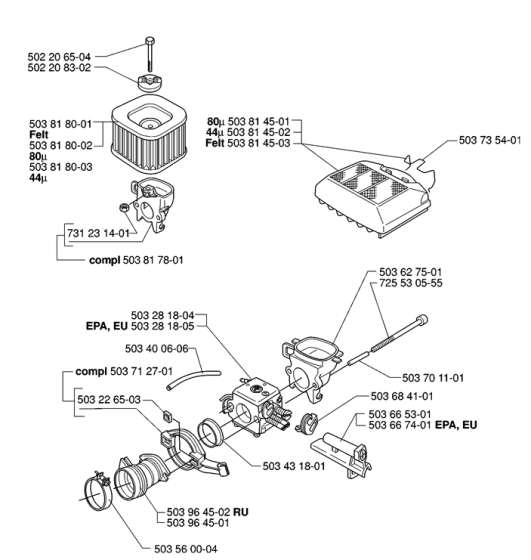 Carburetor & Air Filter Assembly