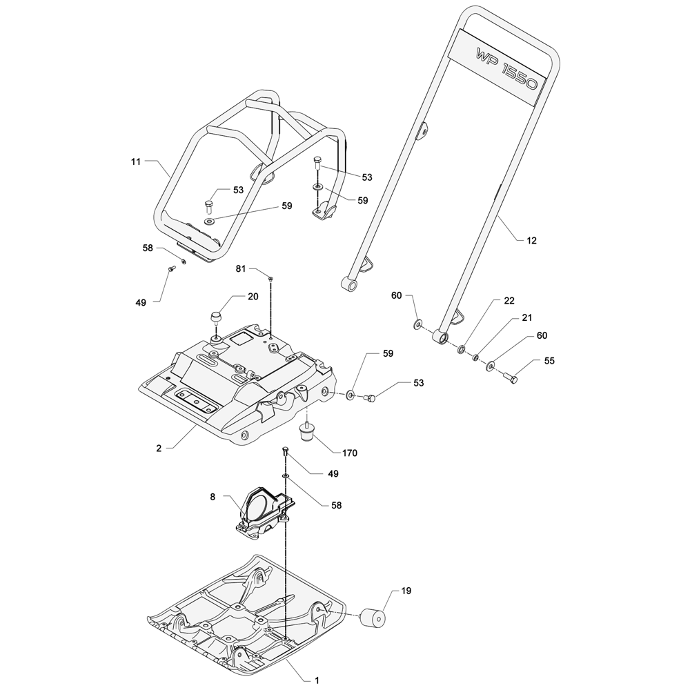 Guide Handle Ass y for Wacker WP1550 5000009325 Rev.111 Plate Compactor