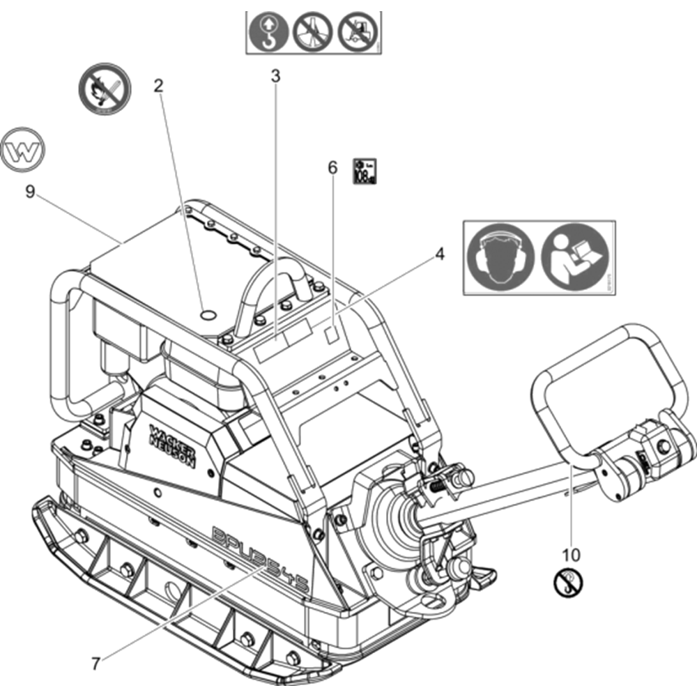 Labels for Wacker BPU3545A 5000008783 Petrol Rev. 109 Reversible Plate Compactors