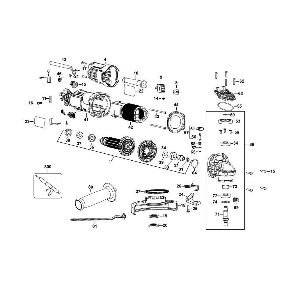 Main Assembly for DeWalt DWE4001 Angle Grinders