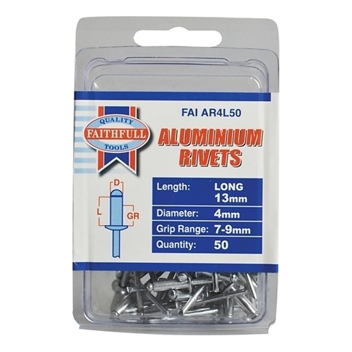 5mm Long Blind Rivets Faithfull 5mm Aluminium Long Rivets - Pack Of 50, FAIAR5L50 Blind Rivets Pack 5mm Long Blind Rivets Faithfull 5mm Aluminium Long Rivets - Pack Of 50, FAIAR5L50 Blind Rivets Pack