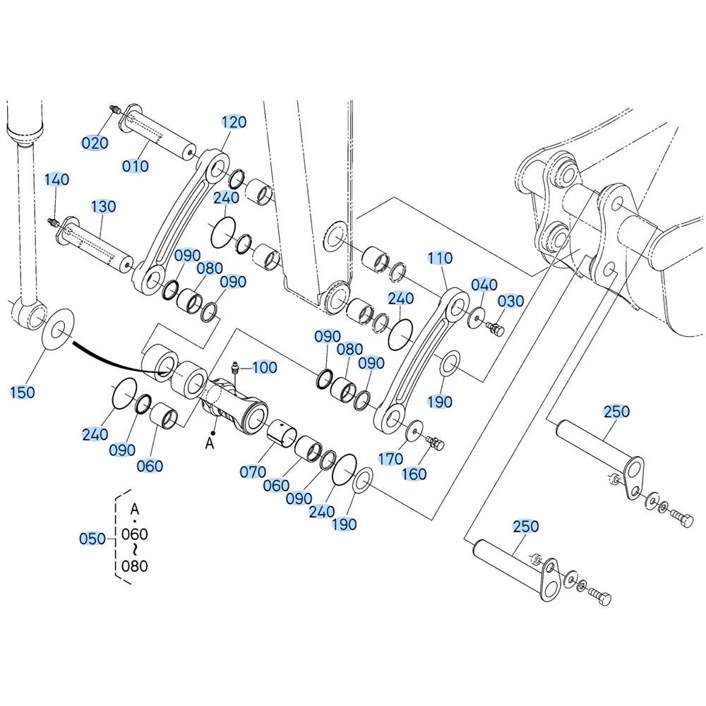 Bucket Link Assembly for Kubota KX080-4s Mini Excavator | L&S