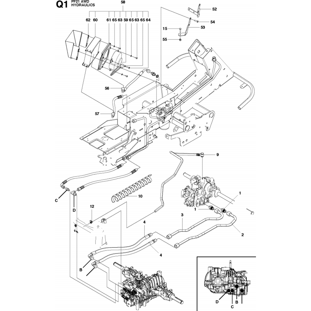 Hydraulics Assembly 1 for Husqvarna PROFLEX 21 AWD Riders
