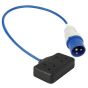 240v Double Fly Lead, 16Amp Plug, 1m Long Extension Lead