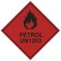 Petrol UN1203 Hazard Warning Diamond Label - 100mm x 100mm - Self Adhesive