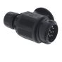 12V 13 PIN Euro Plug Only for Towing Electrics 15mm Grommet Hole - Black