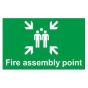 'Fire Assembly Point' Sign 400mm x 300mm Gloss, Self Adhesive Flexible PVC