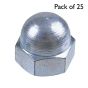 Dome Nuts, Zinc Plated, Size: M8 - Pack of 25