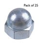 Dome Nuts, Zinc Plated, Size: M8 - Pack of 25