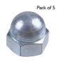 Dome Nuts, Zinc Plated, Size: M16 - Pack of 5