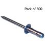 POP Rivets, Standard Flange, Aluminium. Diam: 4mm x Length: 13mm - Pack of 500