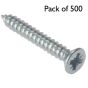 Self Tapping Screws, Pozidriv (Countersunk Head) Size: No.10x2" - Pack of 500