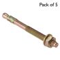 Through Bolts, Size: M24 x 260, Zinc/Yellow Passivated - Pack of 5