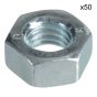 Metric Steel Nuts, Zinc Plated, Size: M16. Pack of 50
