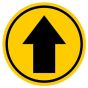 Circular Arrow Floor Sticker - Black Arrow, Yellow Background - Diameter of 400mm