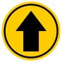 Circular Arrow Floor Sticker - Black Arrow, Yellow Background - Diameter of 300mm