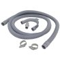 Waste Drain Extension Kit 2.5m x 19/22MM Hose fittings c/w Clips & Hook fits Domestic Appliances