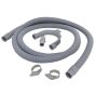 Waste Drain Extension Kit 2.5m x 19/22MM Hose fittings c/w Clips & Hook fits Domestic Appliances