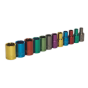 Multi-Coloured Socket Set 12pc 1/4"Sq Drive 6pt WallDrive Metric Sealey Part No. AK282