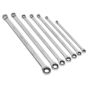 Double Ring Ratchet/Fixed Spanner Set 7pc Extra-Long Metric Sealey Part No. AK6319
