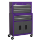 Topchest & Rollcab Combination 6 Drawer with Ball Bearing Slides - Purple/Grey Sealey Part No. AP2200BBCP