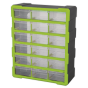 Cabinet Box 18 Drawer - Hi-Vis Green/Black Sealey Part No. APDC18HV