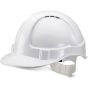 Economy Vented Safety Helmet ABS Shell Plastic Harness & Sweatband White