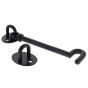 150mm 6" - Traditional Cast Cabin Hooks for securing doors or gates Black