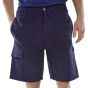 Cargo Multi-Pocket Shorts Cotton Twill Button & Zip Fastening Navy Blue 30