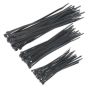 Cable Ties Assorted Sizes 100-200mm Black Nylon - Pack of 75