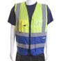 Executive Waistcoat Polyester Hi-Viz Two-Tone Saturn Yellow /Blue Size LGE
