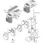 Muffler & Shroud & Fuel tank type 2 Assembly for Stihl FS300 FS350 FS380 Clearing Saw
