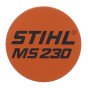 Model Plate for Stihl MS230 Chainsaw - 1123 967 1512