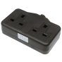 Trailing Socket 2 Gang 13amp Black Electrical Fitting