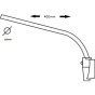 Mirror Arm L Shaped 400mm x 16mm Diameter for Buses and Fork Trucks