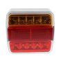 12v LED Rear Square Combi Lamp - Stop/Tail/Ind/No Plate Light -150mm Cable