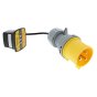 110V Industrial Check Plug Fitted with a Yellow 32Amp Plug