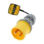 110V Industrial Check Plug Fitted with a Yellow 32Amp Plug