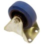 Rubber Fixed Castor Wheel 3" Blue for Moving Equipment